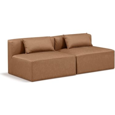 Cube Vegan Leather 2 Seater Modular Sofa In Brown