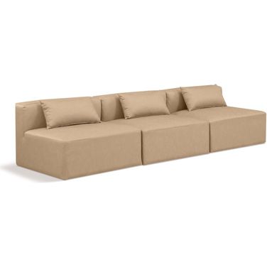Cube Vegan Leather 3 Seater Modular Sofa In Tan