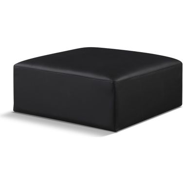 Cube Vegan Leather Ottoman In Black