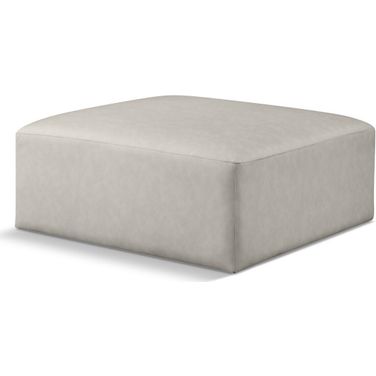 Cube Vegan Leather Ottoman In Cream