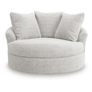 Cuddlesome Oversized Swivel Accent Chair In Arctic