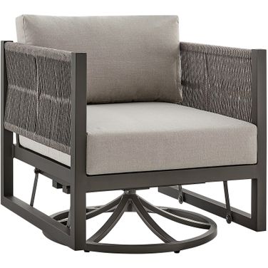 Cuffay Outdoor Patio Swivel Glider Lounge Chair In Dark Brown Aluminum with Cushions
