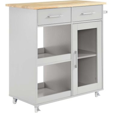 Culinary Kitchen Cart With Towel Bar In Light Gray