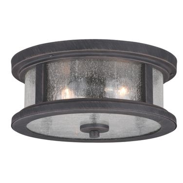 Cumberland 13 Inch Outdoor Flush Mount Ceiling Light In Rust Iron