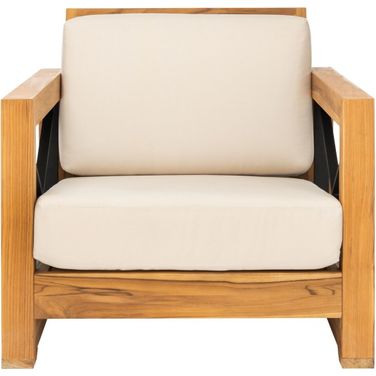 Curacao Teak Club Chair In Natural And White
