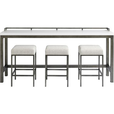 Curated Meringue Coconut Metal Essence Console Table With Stools