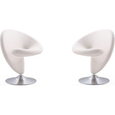 Curl Swivel Accent Chair in Cream and Polished Chrome (Set of 2)