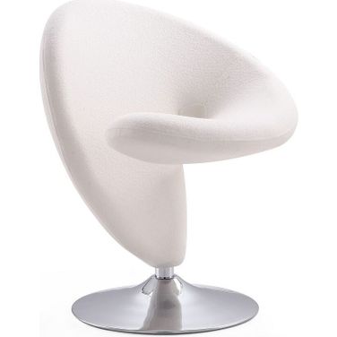 Curl Swivel Accent Chair in Cream and Polished Chrome