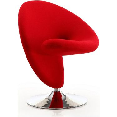Curl Swivel Accent Chair in Red and Polished Chrome
