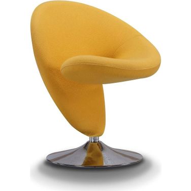 Curl Swivel Accent Chair in Yellow and Polished Chrome