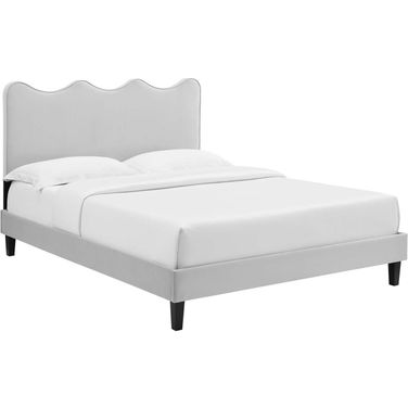 Current Performance Velvet King Platform Bed In Light Gray MOD-6738-LGR