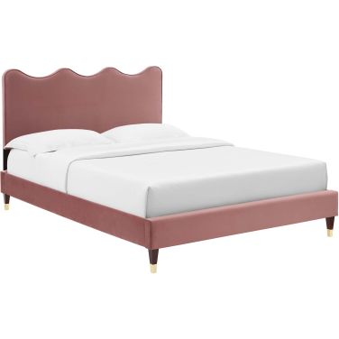 Current Performance Velvet Queen Platform Bed In Dusty Rose MOD-6734-DUS