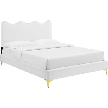 Current Performance Velvet Queen Platform Bed In White MOD-6733-WHI