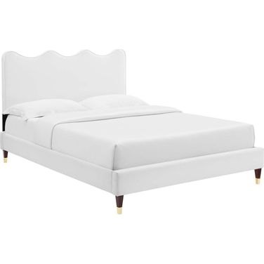 Current Performance Velvet Queen Platform Bed In White MOD-6734-WHI