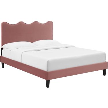 Current Performance Velvet Twin Platform Bed In Dusty Rose MOD-6729-DUS