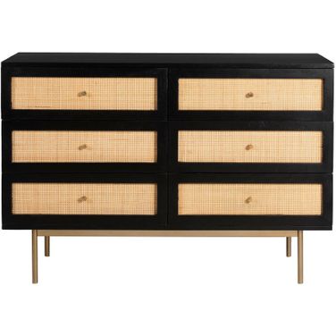 Curtis Solid Wood 6-Drawer Dresser In Black and Natural