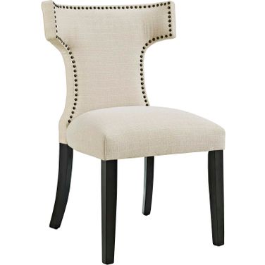 Curve Beige Fabric Dining Chair