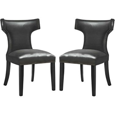 Curve Black Dining Chair Vinyl Set of 2