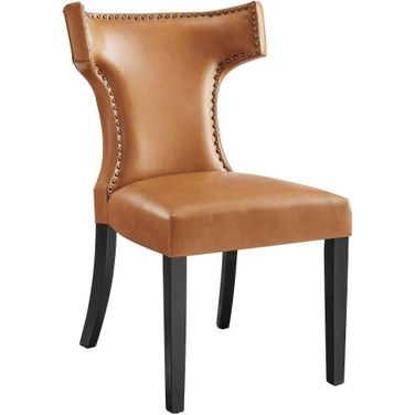 Curve Tan Vegan Leather Dining Chair