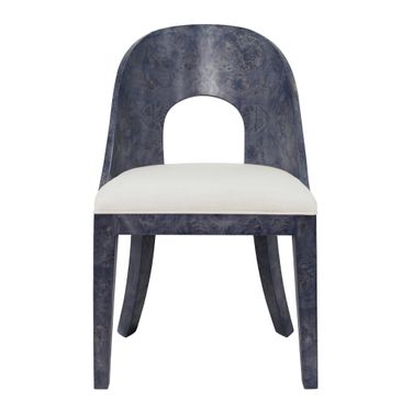 Curved Back Wooden Dining Chair In Blue