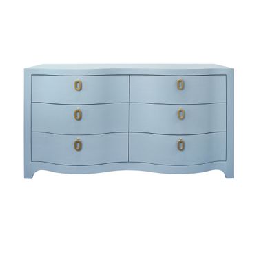 Curved Front Six Drawer Chest In Blue