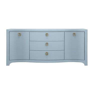 Curved Front Two Door Three Drawer Buffet In Blue
