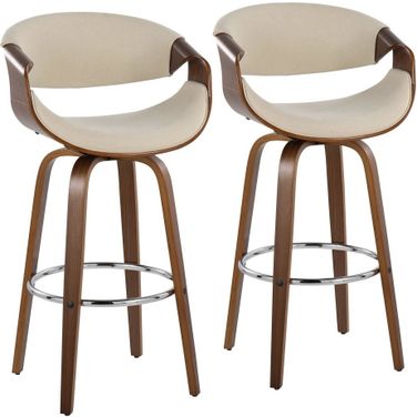Curvini 30 Inch Fixed Height Barstool Set of 2 In Cream