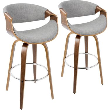 Curvini 30 Inch Fixed Height Barstool Set of 2 In Grey