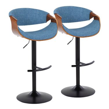 Curvo Adjustable Barstool Set of 2 In Black