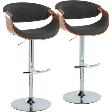 Curvo Adjustable Barstool Set of 2 In Dark Gray