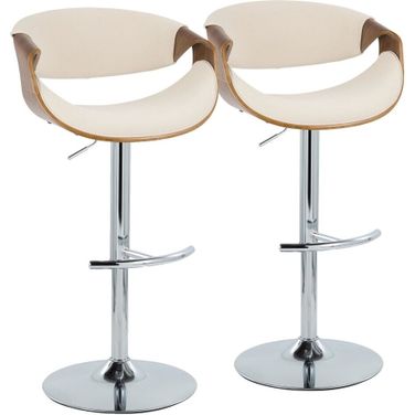 Curvo Adjustable Barstool Set of 2 In Cream