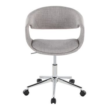 Curvo Upholstered 5 star Task Chair In Grey and Chrome