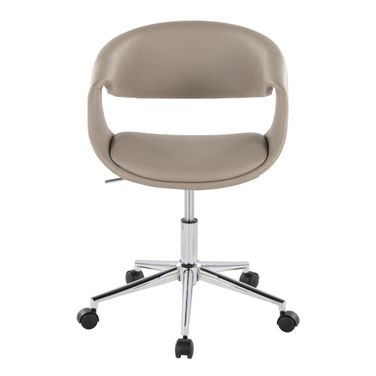 Curvo Upholstered 5 star Task Chair In Light Gray and Chrome