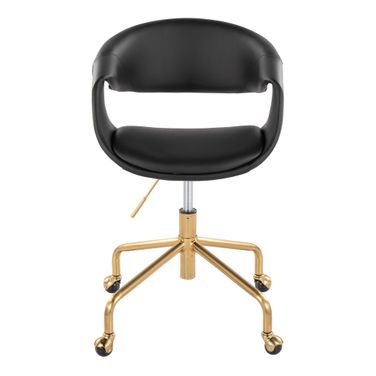 Curvo Upholstered Faux Leather Task Chair In Gold and Black