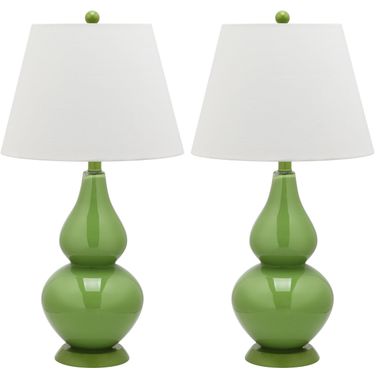 Cybil Green and Off-White 26 Inch Double Gourd Lamp Set of 2