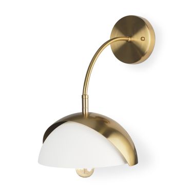 Cybill 1 Light Wall Sconce In Brushed Brass with White Metal Shade