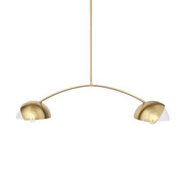Cybill Brushed Brass Metal Shades 2 Light Chandelier In White
