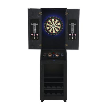 Cyclone Dartboard Cabinet with Speaker and LED In Black