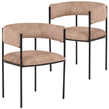 Cyril Modern Chair Set of 2 In Light Brown Velvet