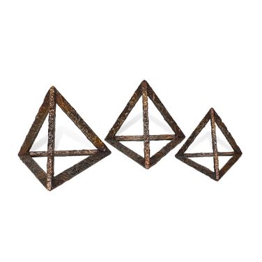Cyrus Metal Pyramid Sculptures Set of 3 In Bronze