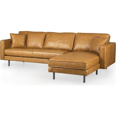 D'Arcy Leather Right Chaise Sectional In Tan