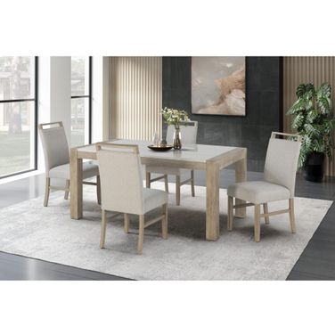 D1321 Dining Set In White and Light Grey