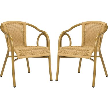 Dagny Natural and Light Brown Stacking Arm Chair Set of 2
