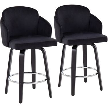 Dahlia Counter Stool Set of 2 In Black/Chrome