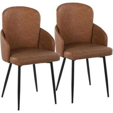 Dahlia Dining Chair Set of 2 In Black and Camel