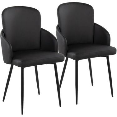 Dahlia Leather Dining Chair Set of 2 In Black