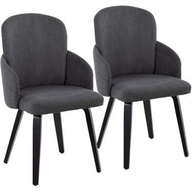 Dahlia Fabric Dining Chair Set of 2 In Black and Grey