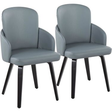 Dahlia Faux Leather Dining Chair Set of 2 In Black and Grey