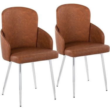 Dahlia Dining Chair Set of 2 In Camel/Chrome