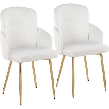 Dahlia Velvet Dining Chair Set of 2 In Cream/Gold